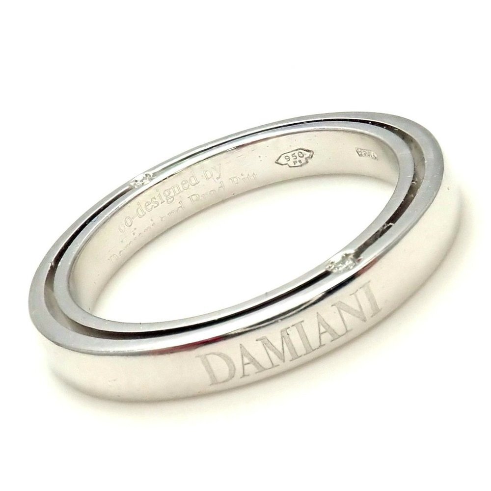 Rare! Authentic Damiani Brad Pitt Platinum 4 Diamond 3mm Band Ring Sz 7​